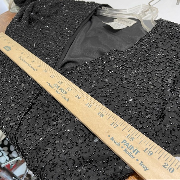 Chadwicks Black beaded sequined wrap top womens 14 - Picture 7 of 12